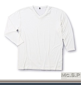 大きいサイズ メンズ Mc.S.P (エムシーエスピー) Vネック九分袖丈Tシャツ