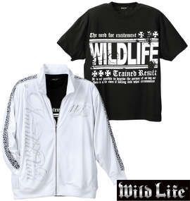 大きいサイズ メンズ WILD LIFE (ワイルドライフ) ベロア切替長袖ジャージ+半袖Tシャツ