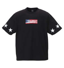 大きいサイズ メンズ SHELTY (シェルティ) 星条旗BOXロゴ刺繍半袖Tシャツ