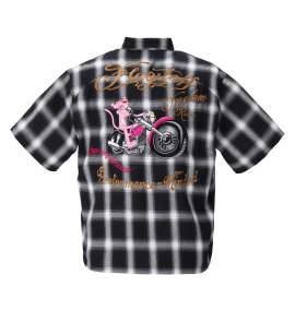 大きいサイズ メンズ PINK PANTHER×FLAGSTAFF (フラッグスタッフ) ピンクパンサー半袖チェックシャツ