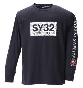 大きいサイズ メンズ SY32 by SWEET YEARS (エスワイサーティトゥバイスィートイヤーズ) ハートボックスロゴ長袖Tシャツ