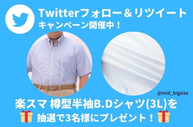 【Twitterキャンペーン第7弾】楽スマ 樽型半袖B.Dシャツ(3L)が3名様に当たる！
